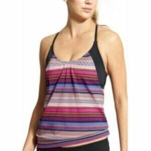 Athleta Women's Multicolor Capri Stripe Blousy Tankini Swim Top Size 32B